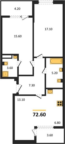 Фото №1: 2-комнатная квартира 76&nbsp;м², 2/18&nbsp;эт. - Краснодар, Карасунский внутригородской округ, мкр. ЖК Первое Место