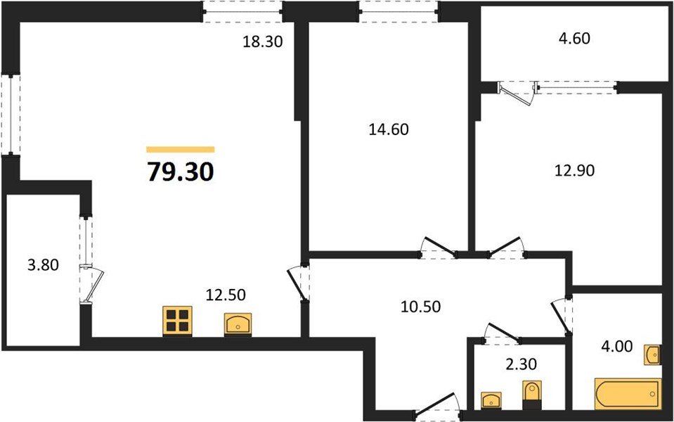 Фото №1: 2-комнатная квартира 83&nbsp;м², 2/18&nbsp;эт. - Краснодар, Карасунский внутригородской округ, мкр. ЖК Первое Место