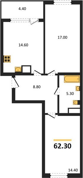 Фото №1: 2-комнатная квартира 64&nbsp;м², 9/18&nbsp;эт. - Краснодар, Карасунский внутригородской округ, мкр. ЖК Первое Место