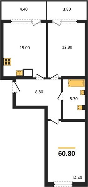 Фото №1: 2-комнатная квартира 64&nbsp;м², 2/18&nbsp;эт. - Краснодар, Карасунский внутригородской округ, мкр. ЖК Первое Место
