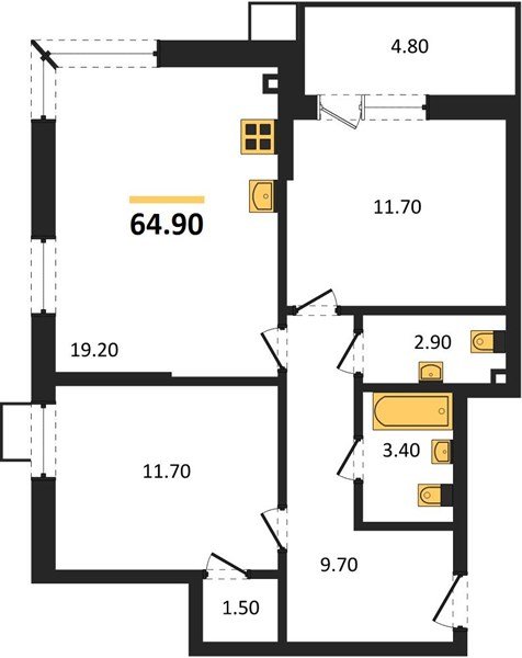 Фото №1: 2-комнатная квартира 64&nbsp;м², 2/18&nbsp;эт. - Краснодар, Прикубанский внутригородской округ, мкр. Парк Победы