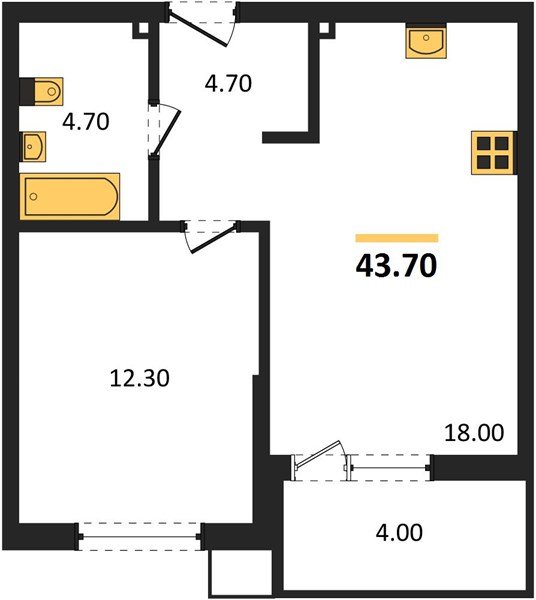 Фото №1: 1-комнатная квартира 43&nbsp;м², 2/18&nbsp;эт. - Краснодар, Прикубанский внутригородской округ, мкр. Парк Победы