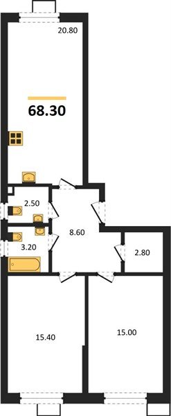Фото №1: 2-комнатная квартира 68&nbsp;м², 2/18&nbsp;эт. - Краснодар, Прикубанский внутригородской округ, мкр. Парк Победы