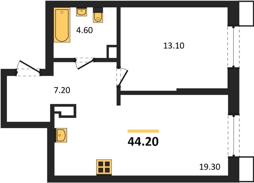 Фото №1: 1-комнатная квартира 44&nbsp;м², 7/18&nbsp;эт. - Краснодар, Прикубанский внутригородской округ, мкр. Парк Победы