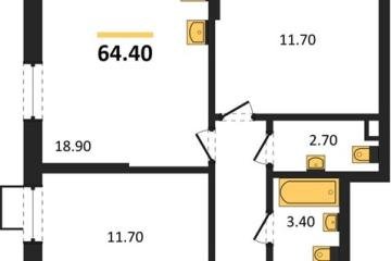 Фото №1: 2-комнатная квартира 64 м², 4/18 эт. - Краснодар, мкр. Парк Победы,