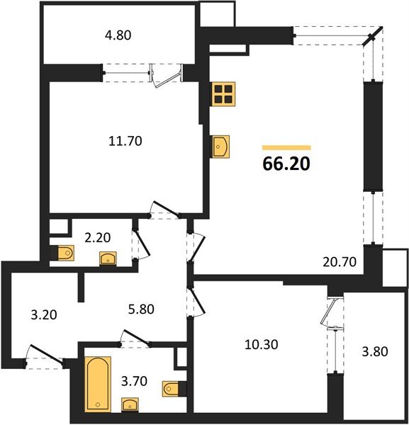 Фото №1: 2-комнатная квартира 66&nbsp;м², 4/18&nbsp;эт. - Краснодар, Прикубанский внутригородской округ, мкр. Парк Победы