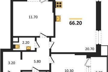 Фото №1: 2-комнатная квартира 66 м², 8/18 эт. - Краснодар, мкр. Парк Победы,