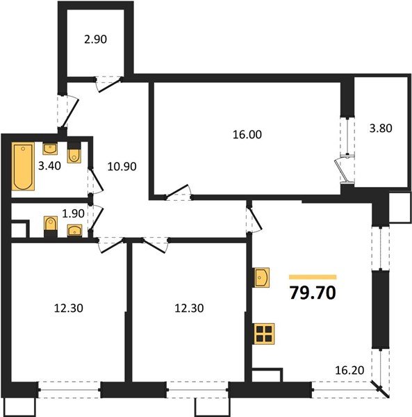 Фото №1: 3-комнатная квартира 79&nbsp;м², 3/18&nbsp;эт. - Краснодар, Прикубанский внутригородской округ, мкр. Парк Победы