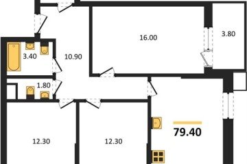 Фото №1: 3-комнатная квартира 79 м², 12/18 эт. - Краснодар, мкр. Парк Победы,