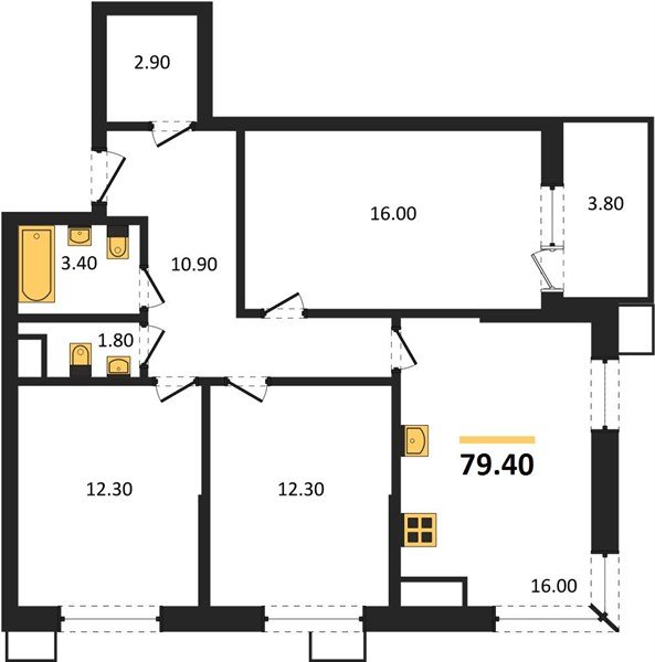 Фото №1: 3-комнатная квартира 79&nbsp;м², 17/18&nbsp;эт. - Краснодар, Прикубанский внутригородской округ, мкр. Парк Победы