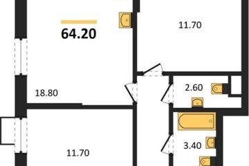 Фото №1: 2-комнатная квартира 64 м², 15/18 эт. - Краснодар, мкр. Парк Победы,