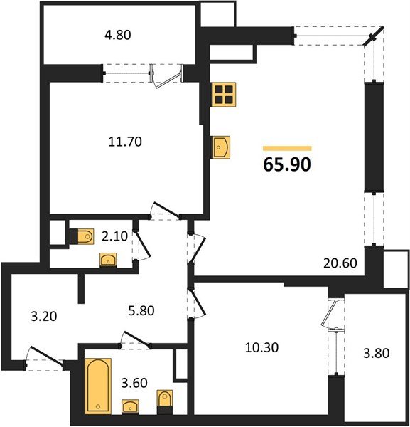 Фото №1: 2-комнатная квартира 65&nbsp;м², 13/18&nbsp;эт. - Краснодар, Прикубанский внутригородской округ, мкр. Парк Победы