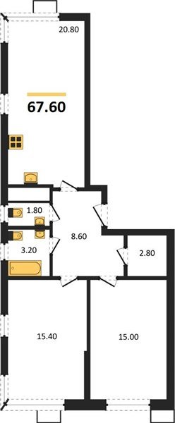 Фото №1: 2-комнатная квартира 67&nbsp;м², 10/18&nbsp;эт. - Краснодар, Прикубанский внутригородской округ, мкр. Парк Победы