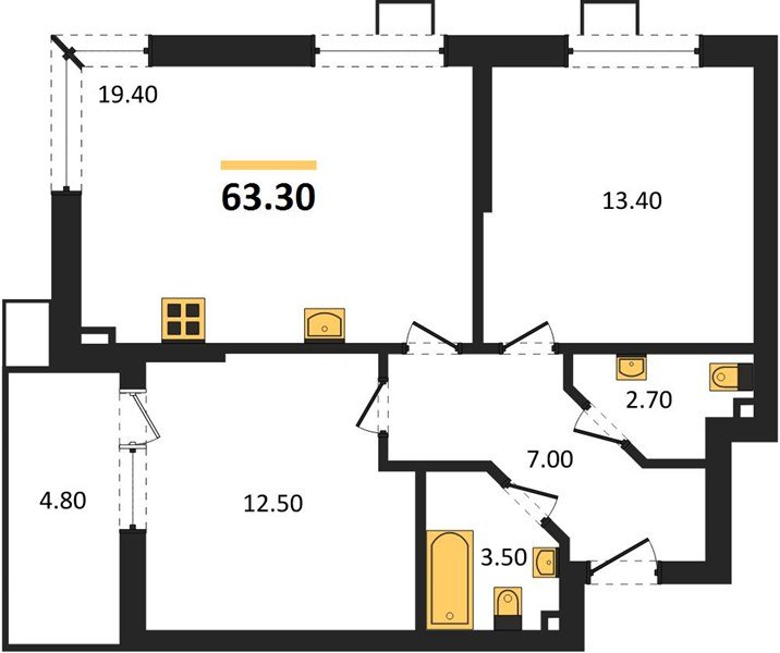 Фото №1: 2-комнатная квартира 63&nbsp;м², 2/18&nbsp;эт. - Краснодар, Прикубанский внутригородской округ, мкр. Парк Победы