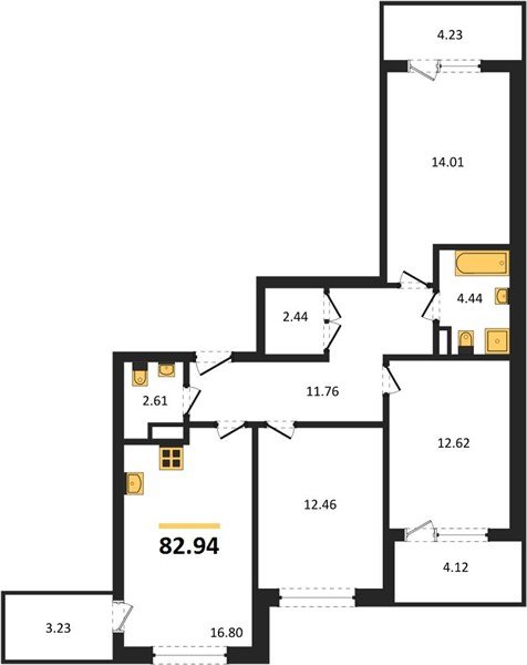 Фото №1: 3-комнатная квартира 81&nbsp;м², 9/9&nbsp;эт. - Краснодар, Прикубанский внутригородской округ, мкр. жилой комплекс Друзья