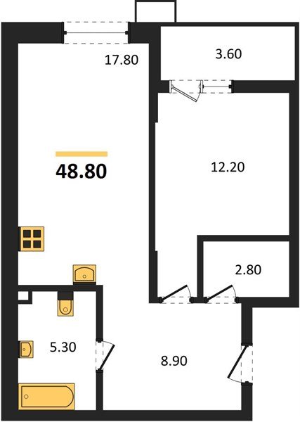 Фото №1: 1-комнатная квартира 48&nbsp;м², 2/14&nbsp;эт. - Майкоп, мкр. ЖК Звезды