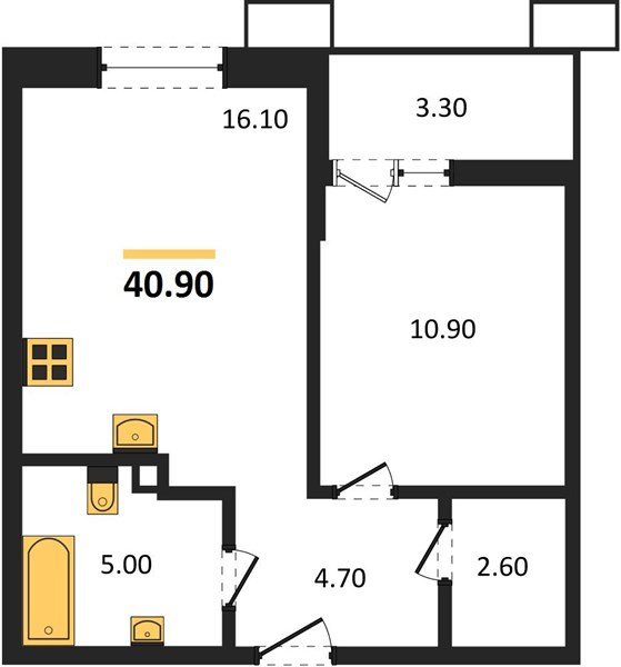 Фото №1: 1-комнатная квартира 40&nbsp;м², 2/14&nbsp;эт. - Майкоп, мкр. ЖК Звезды