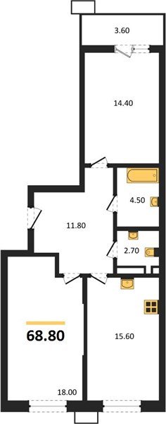 Фото №1: 2-комнатная квартира 68&nbsp;м², 6/14&nbsp;эт. - Майкоп, мкр. ЖК Звезды
