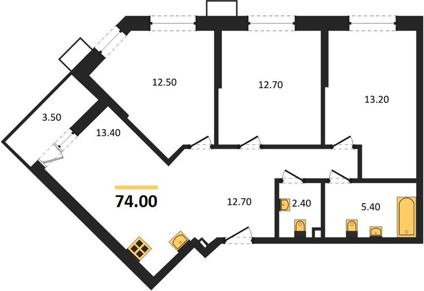 Фото №1: 3-комнатная квартира 74&nbsp;м², 2/14&nbsp;эт. - Майкоп, мкр. ЖК Звезды