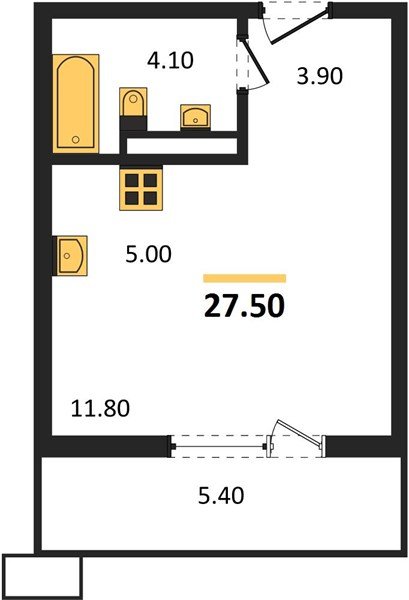 Фото №1: Студия 27&nbsp;м², 4/14&nbsp;эт. - Майкоп, мкр. ЖК Звезды