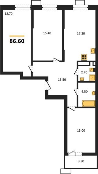 Фото №1: 3-комнатная квартира 86&nbsp;м², 7/14&nbsp;эт. - Майкоп, мкр. ЖК Звезды