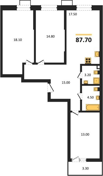 Фото №1: 3-комнатная квартира 87&nbsp;м², 2/13&nbsp;эт. - Майкоп, мкр. ЖК Звезды