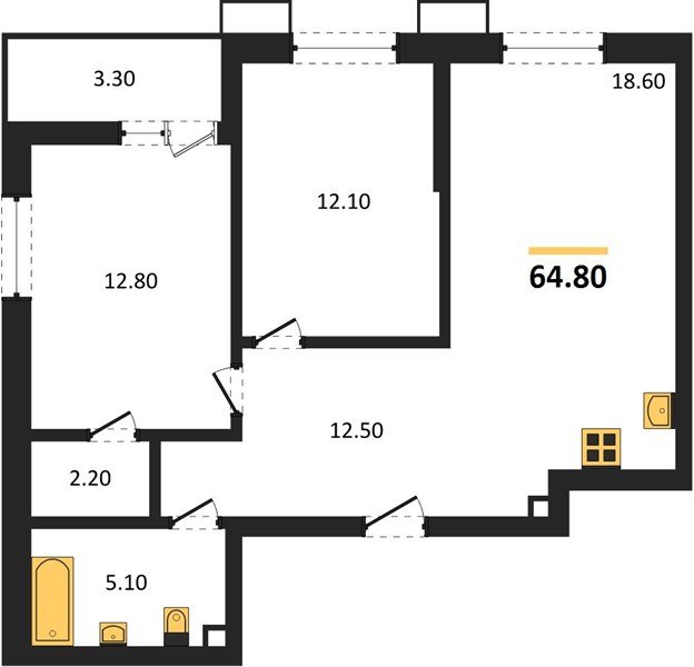 Фото №1: 2-комнатная квартира 64&nbsp;м², 2/13&nbsp;эт. - Майкоп, мкр. ЖК Звезды