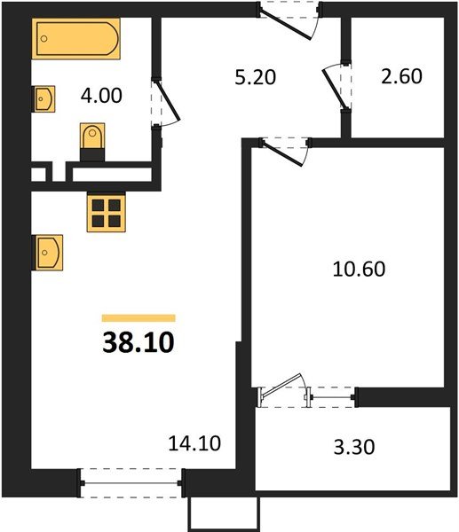 Фото №1: 1-комнатная квартира 38&nbsp;м², 11/13&nbsp;эт. - Майкоп, мкр. ЖК Звезды