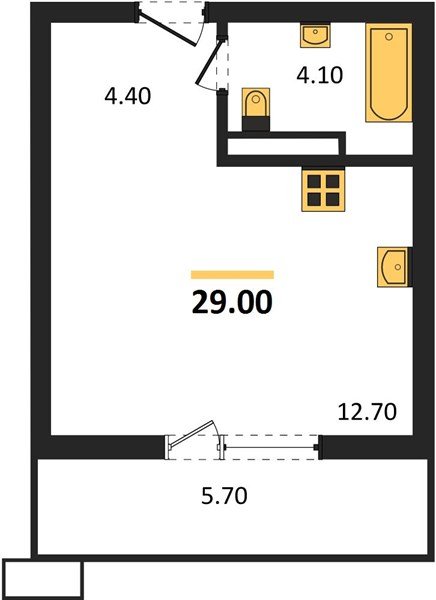Фото №1: Студия 29&nbsp;м², 6/13&nbsp;эт. - Майкоп, мкр. ЖК Звезды