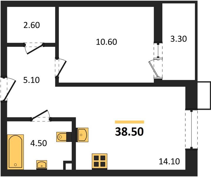 Фото №1: 1-комнатная квартира 38&nbsp;м², 2/13&nbsp;эт. - Майкоп, мкр. ЖК Звезды