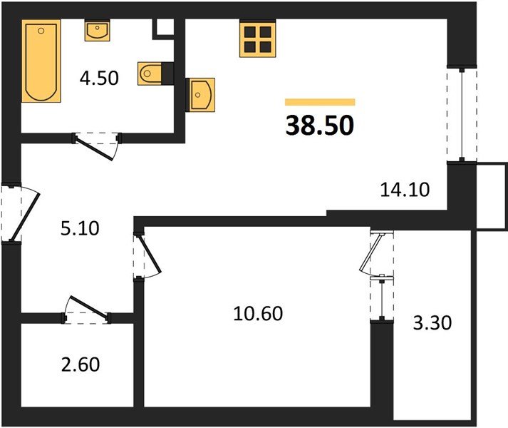 Фото №1: 1-комнатная квартира 38&nbsp;м², 2/13&nbsp;эт. - Майкоп, мкр. ЖК Звезды