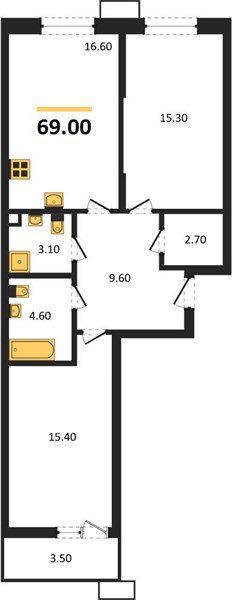 Фото №1: 2-комнатная квартира 69&nbsp;м², 2/13&nbsp;эт. - Майкоп, мкр. ЖК Звезды
