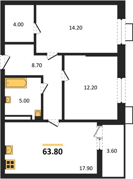 Фото №1: 2-комнатная квартира 63&nbsp;м², 13/13&nbsp;эт. - Майкоп, мкр. ЖК Звезды