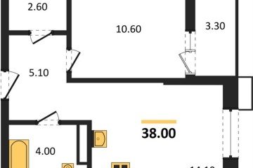 Фото №1: 1-комнатная квартира 38 м², 12/13 эт. - Майкоп, мкр. ЖК Звезды,