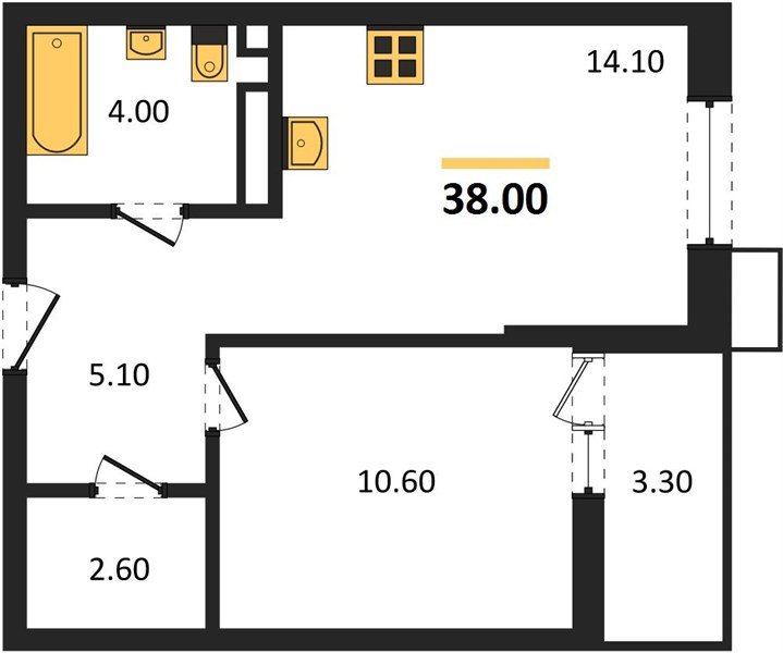 Фото №1: 1-комнатная квартира 38&nbsp;м², 13/13&nbsp;эт. - Майкоп, мкр. ЖК Звезды