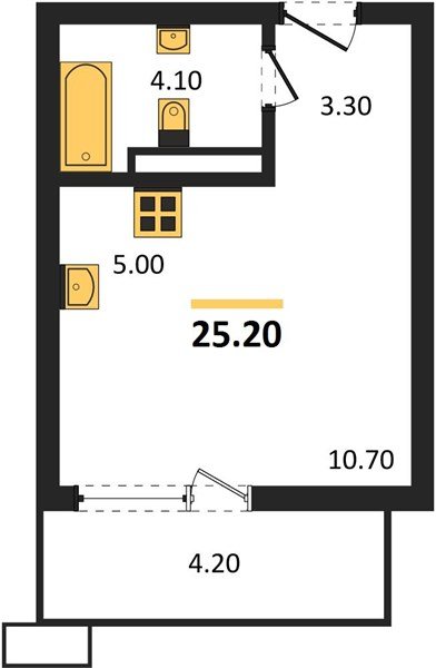 Фото №1: Студия 25&nbsp;м², 13/13&nbsp;эт. - Майкоп, мкр. ЖК Звезды