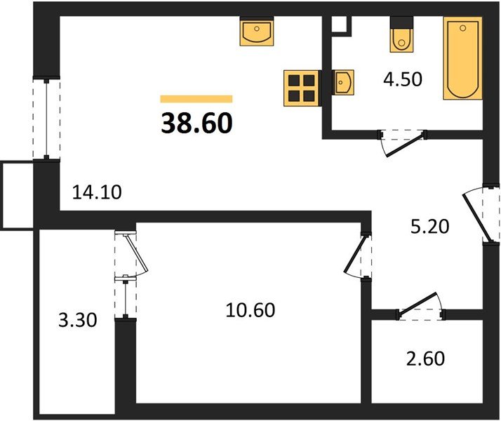 Фото №1: 1-комнатная квартира 38&nbsp;м², 2/13&nbsp;эт. - Майкоп, мкр. ЖК Звезды