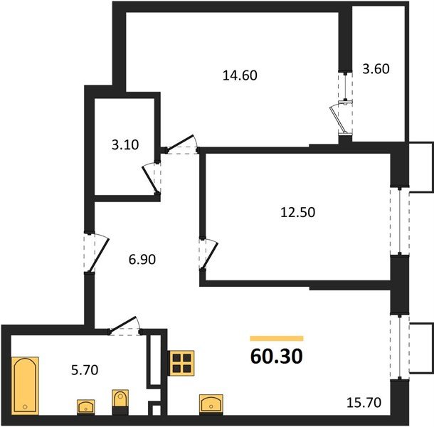 Фото №1: 2-комнатная квартира 60&nbsp;м², 11/13&nbsp;эт. - Майкоп, мкр. ЖК Звезды