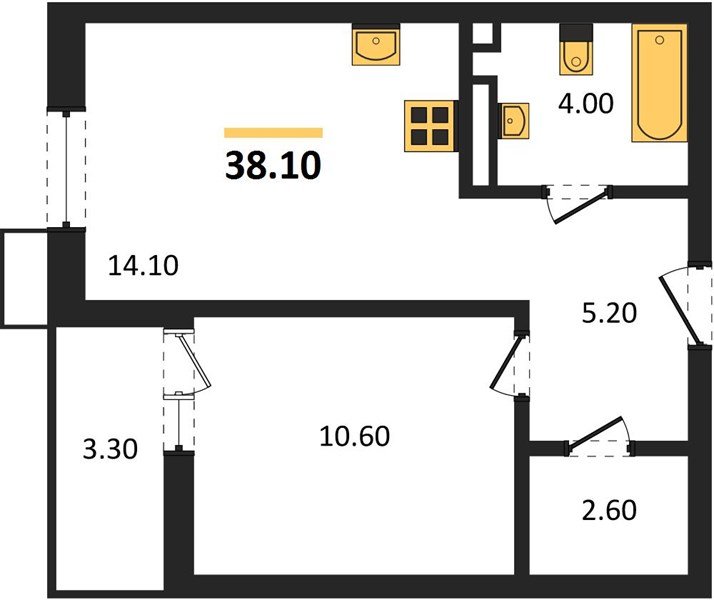 Фото №1: 1-комнатная квартира 38&nbsp;м², 11/13&nbsp;эт. - Майкоп, мкр. ЖК Звезды