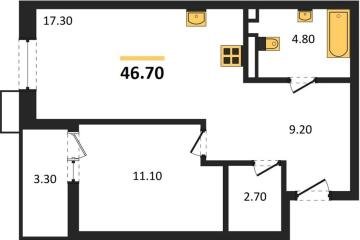 Фото №1: 1-комнатная квартира 46 м², 11/13 эт. - Майкоп, мкр. ЖК Звезды,
