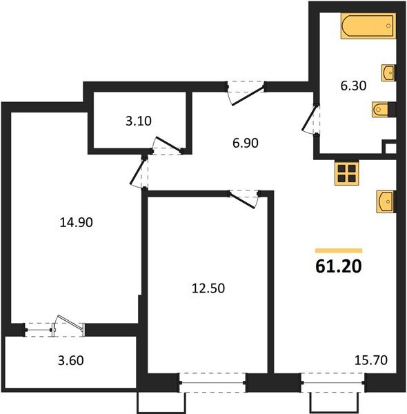 Фото №1: 2-комнатная квартира 61&nbsp;м², 2/13&nbsp;эт. - Майкоп, мкр. ЖК Звезды