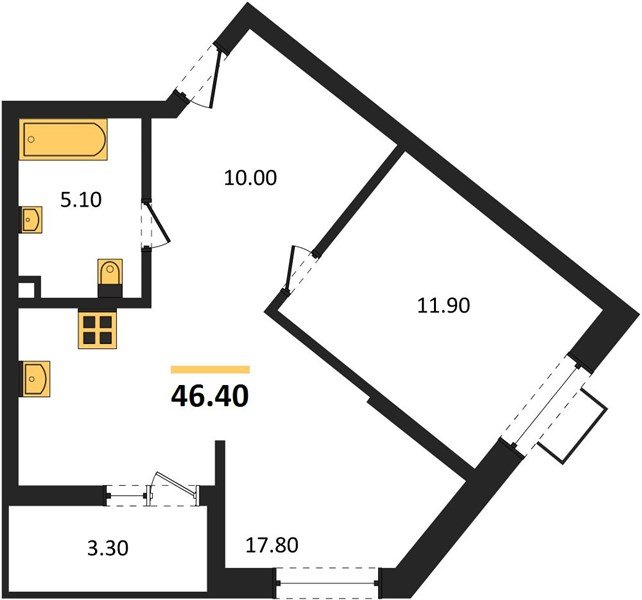 Фото №1: 1-комнатная квартира 46&nbsp;м², 2/13&nbsp;эт. - Майкоп, мкр. ЖК Звезды