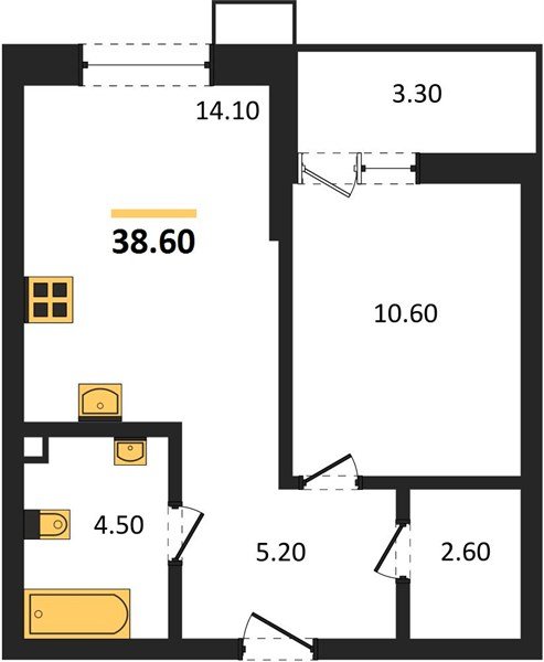 Фото №1: 1-комнатная квартира 38&nbsp;м², 2/13&nbsp;эт. - Майкоп, мкр. ЖК Звезды