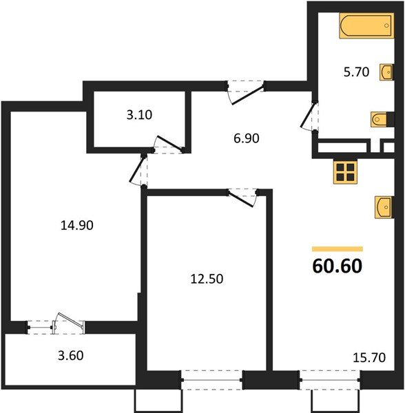 Фото №1: 2-комнатная квартира 60&nbsp;м², 9/13&nbsp;эт. - Майкоп, мкр. ЖК Звезды