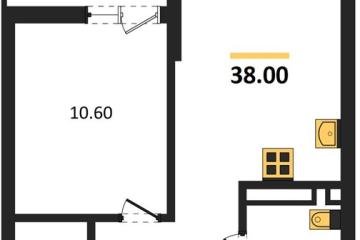 Фото №1: 1-комнатная квартира 38 м², 9/13 эт. - Майкоп, мкр. ЖК Звезды,