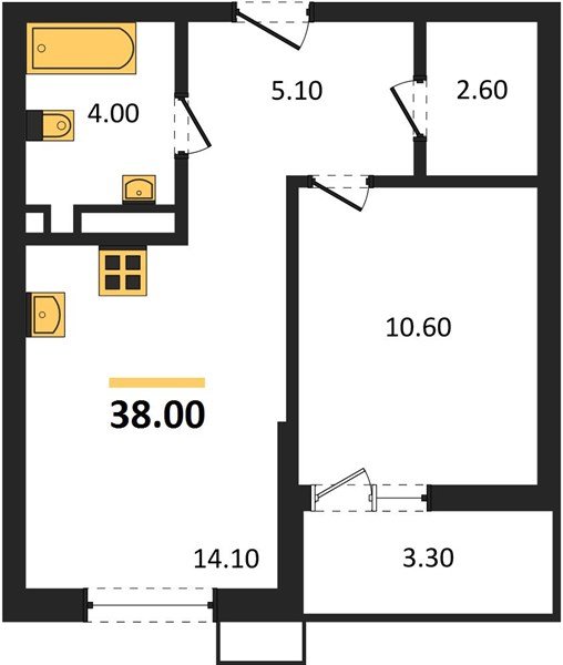 Фото №1: 1-комнатная квартира 38&nbsp;м², 7/13&nbsp;эт. - Майкоп, мкр. ЖК Звезды