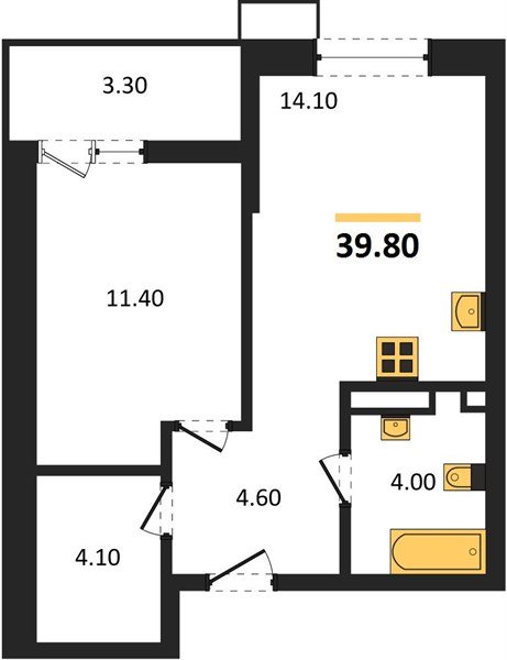 Фото №1: 1-комнатная квартира 39&nbsp;м², 9/13&nbsp;эт. - Майкоп, мкр. ЖК Звезды