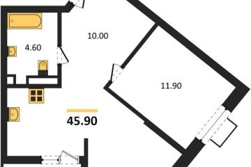 Фото №1: 1-комнатная квартира 45 м², 9/13 эт. - Майкоп, мкр. ЖК Звезды,