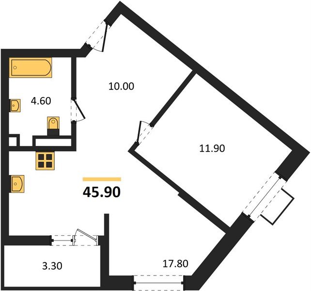 Фото №1: 1-комнатная квартира 45&nbsp;м², 9/13&nbsp;эт. - Майкоп, мкр. ЖК Звезды