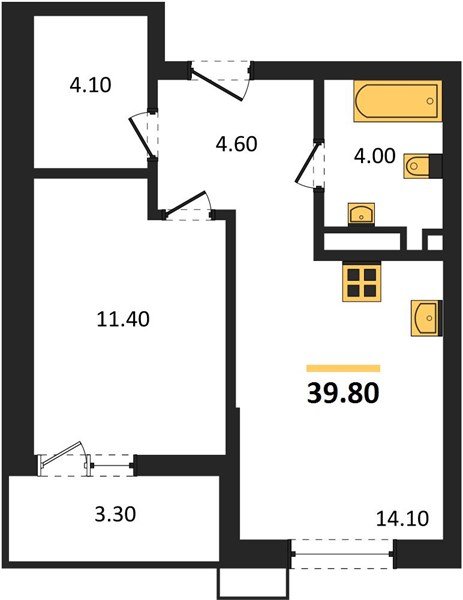 Фото №1: 1-комнатная квартира 39&nbsp;м², 7/13&nbsp;эт. - Майкоп, мкр. ЖК Звезды